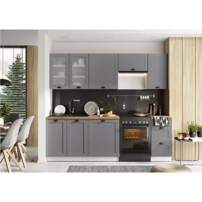 Kuchyňská skříňka Adele D90PC S/3 šedá mat/bílá,4
