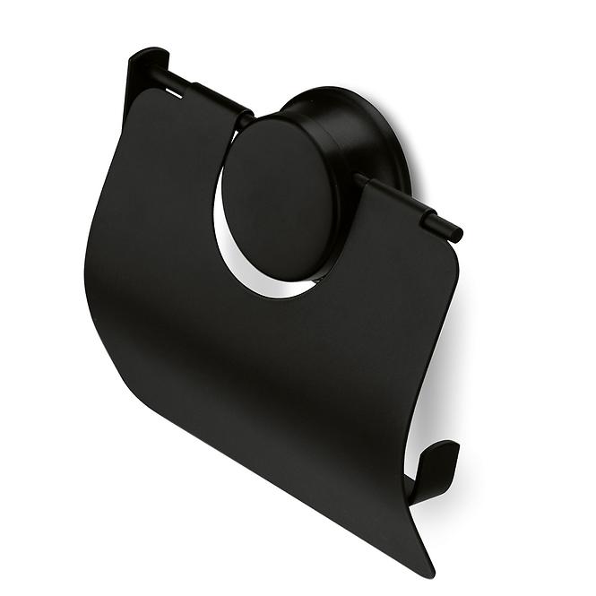 Věšák toaletního papíru s klapkou černý na přísavky w6753p