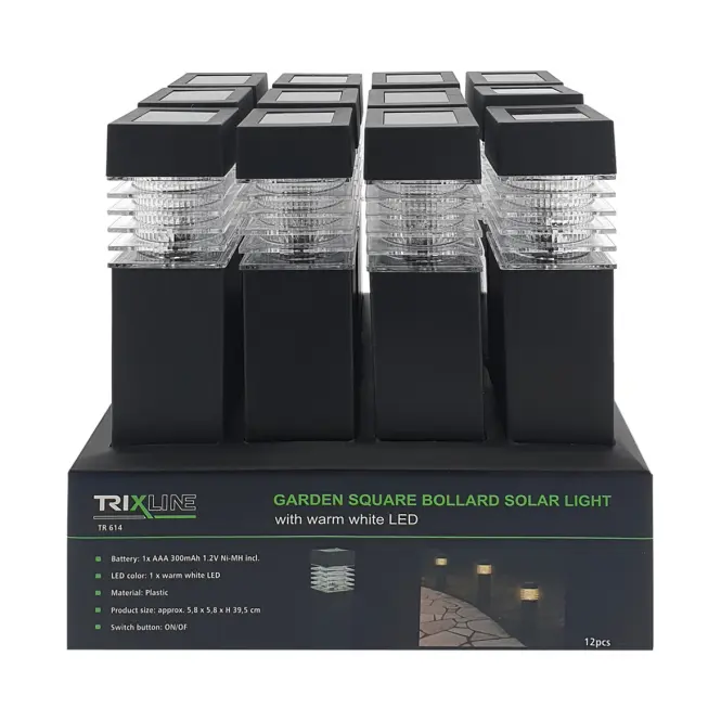 Solární zahradní lampa Trixline, černá