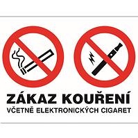 Zákaz kouření včetně elektronických cigaret 150x100 mm samolepka