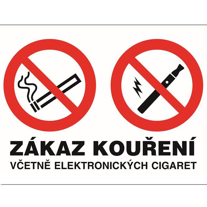 Zákaz kouření včetně elektronických cigaret 150x100 mm samolepka
