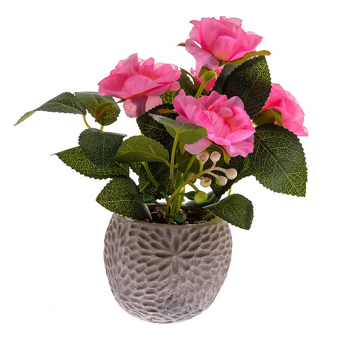 Umělá růže v keramickém květináči 18cm