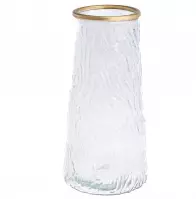 Skleněná váza se zlatým okrajem čirá 20cm