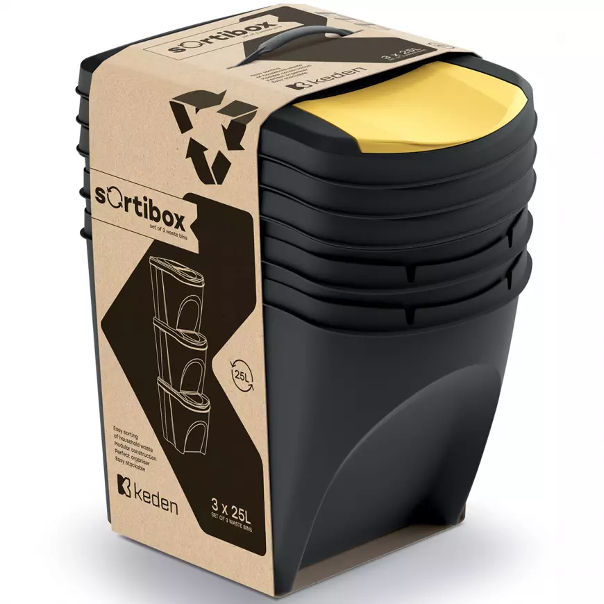 Sada 3 odpadkových košů Sortibox 3 x 25 l IKWB25S3