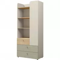 Regál Yuki 3 eukalyptus/šedobéžová/olejovaný dub