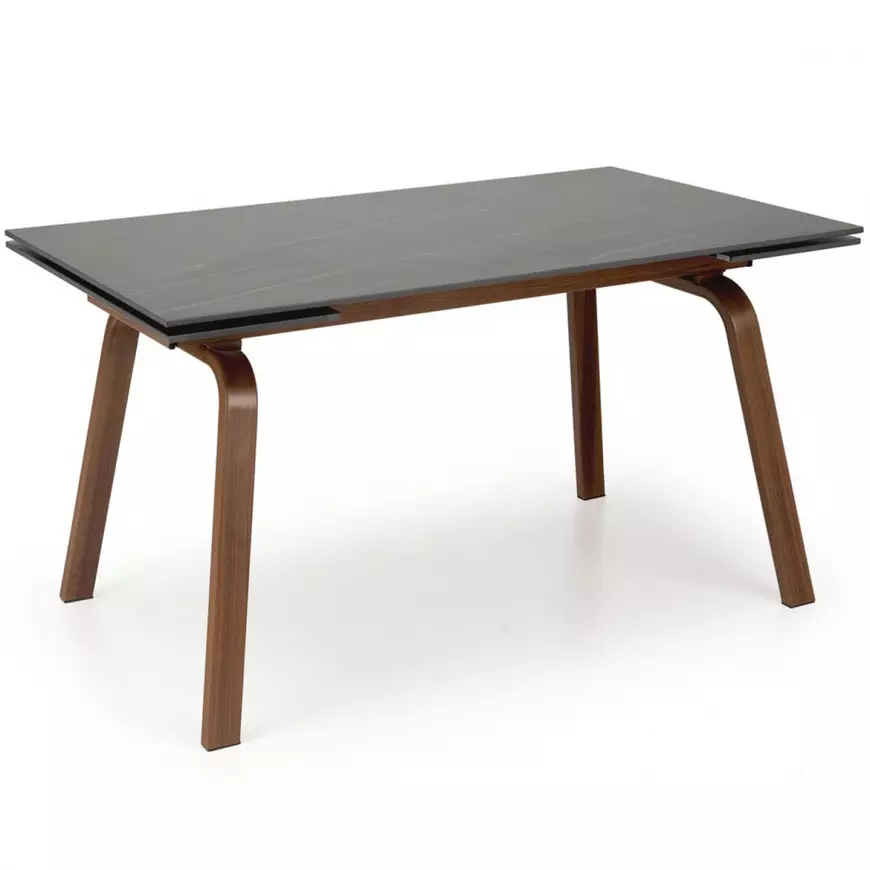Stůl Lozano 82x140 spiek/ocel – černá mramor/ořech