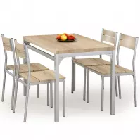Stolní souprava Malcolm + 4 židle mdf/ocel – sonoma