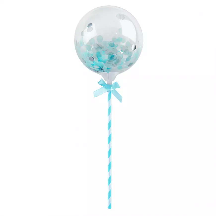 Balón na tyčce konfetti modrý 11cm/12
