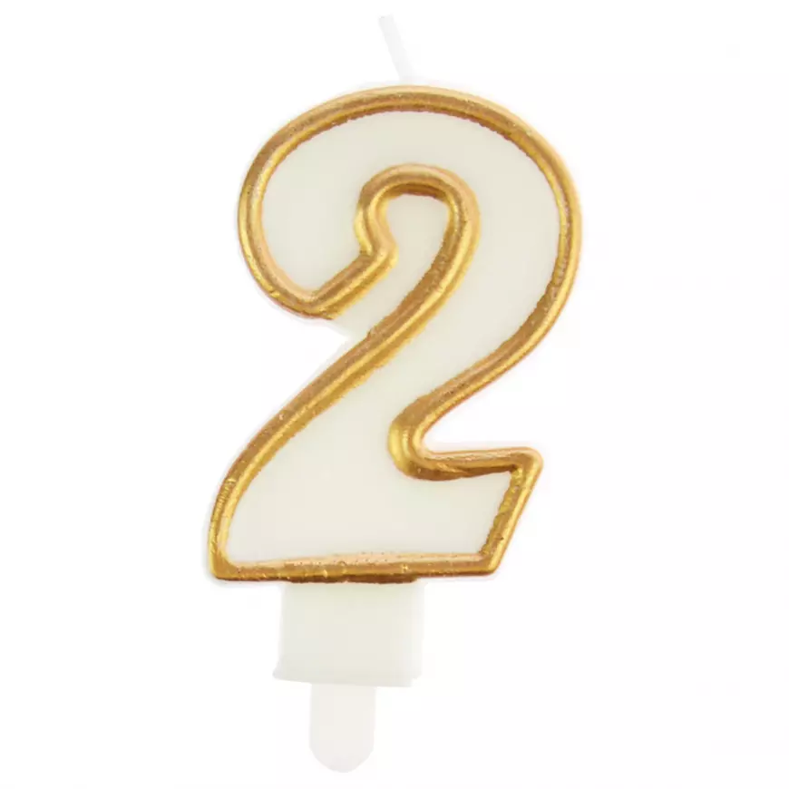 Svíčka číslo 2 zlatá 7.5cm