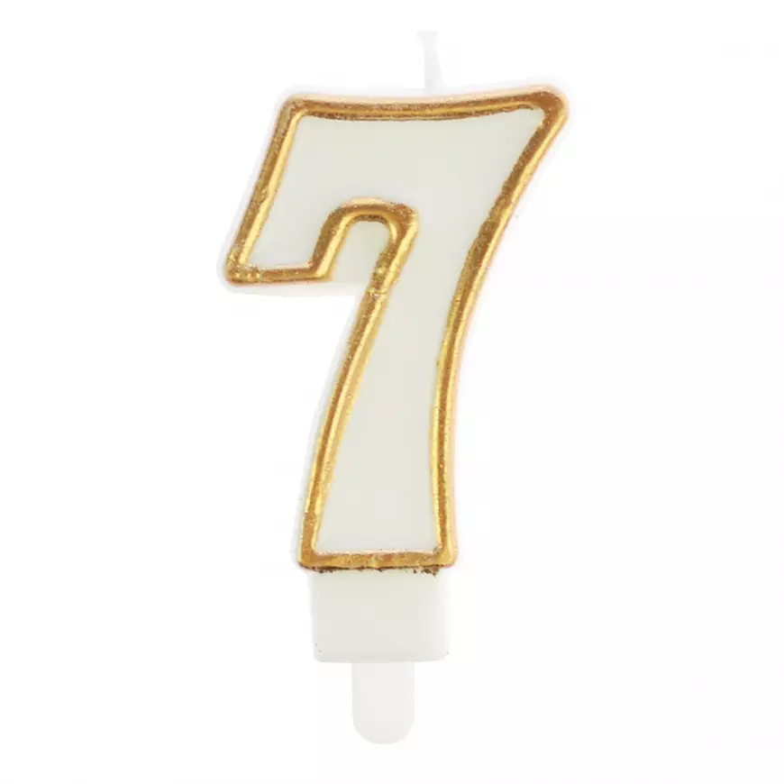 Svíčka číslo 7 zlatá 7.5cm