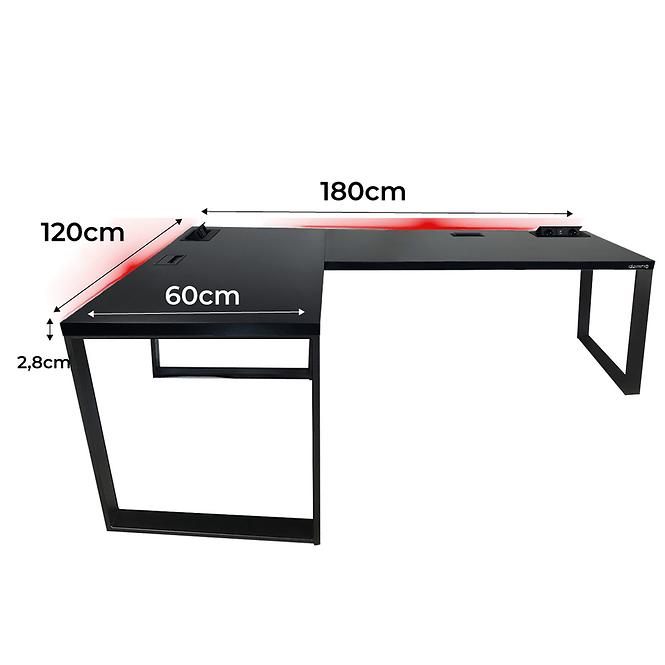 Psací Stůl Roh. Loft Top Černá 180x120x3,6 Model 3,2