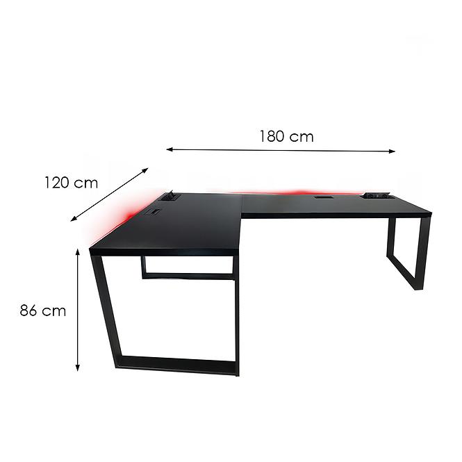 Psací Stůl Roh. Loft Top Černá 180x120x3,6 Model 3,3