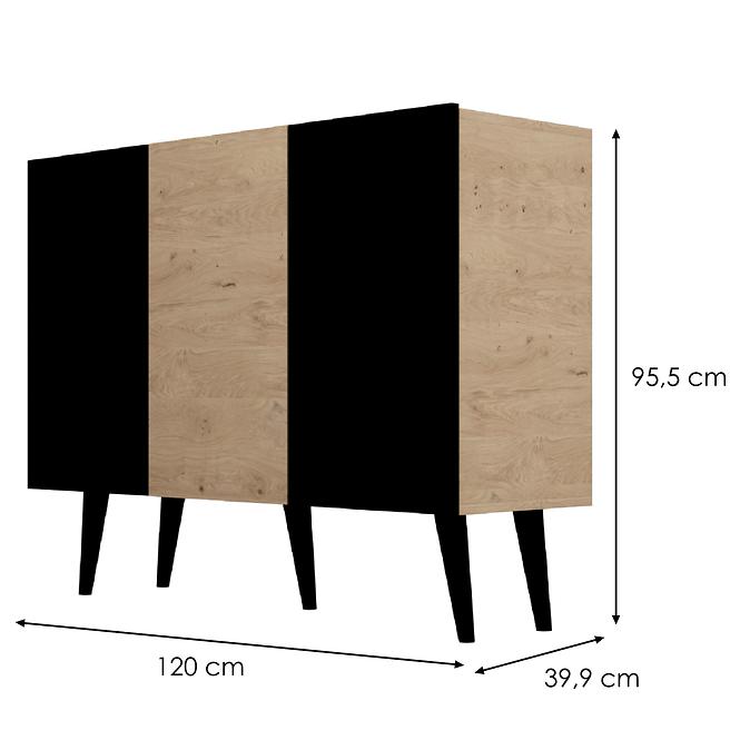 Komoda 120 Toronto Artisan/Černá,2