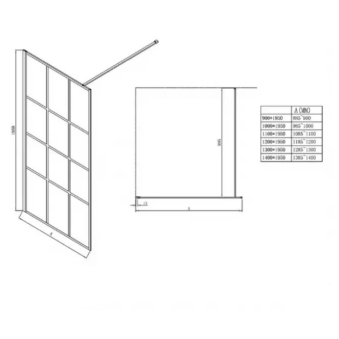 Sprchová zástěna WALK-IN Metro 110x195 black,3