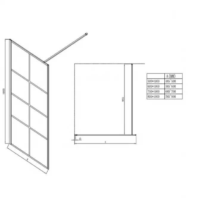 Sprchová zástěna WALK-IN Metro 80x195 black,3