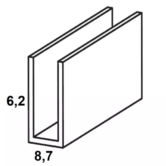 Profil U PVC bily lesk 6.2x8.7x1000