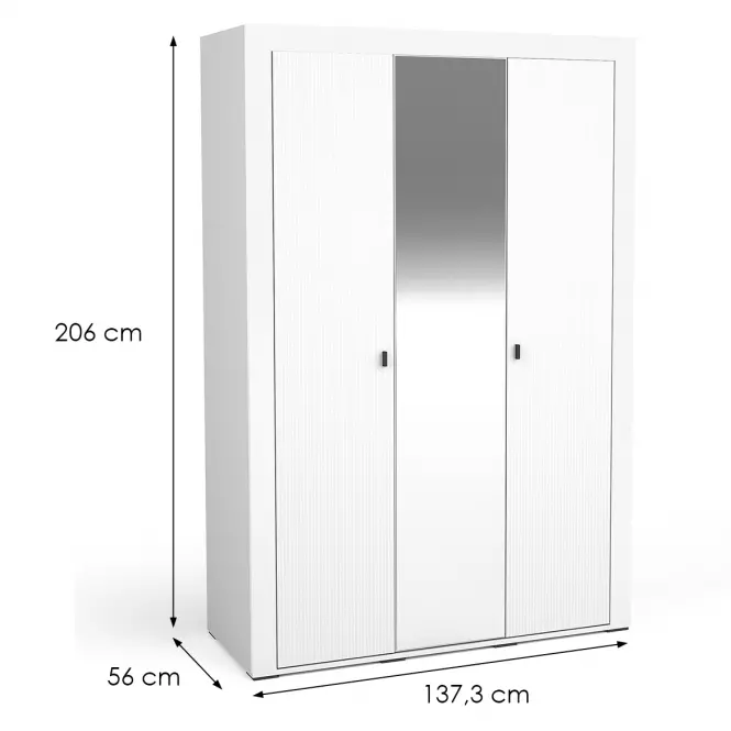 Šatní skříň Mossa M02 3D bíly mat