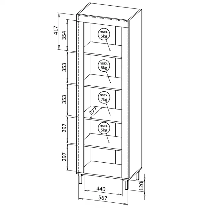 Vitrína Mossa M03 1D dub whisky/černá mat,3