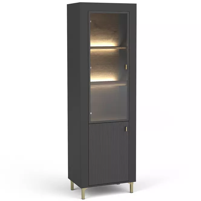 Vitrína Mossa M03 1D dub whisky/černá mat,4