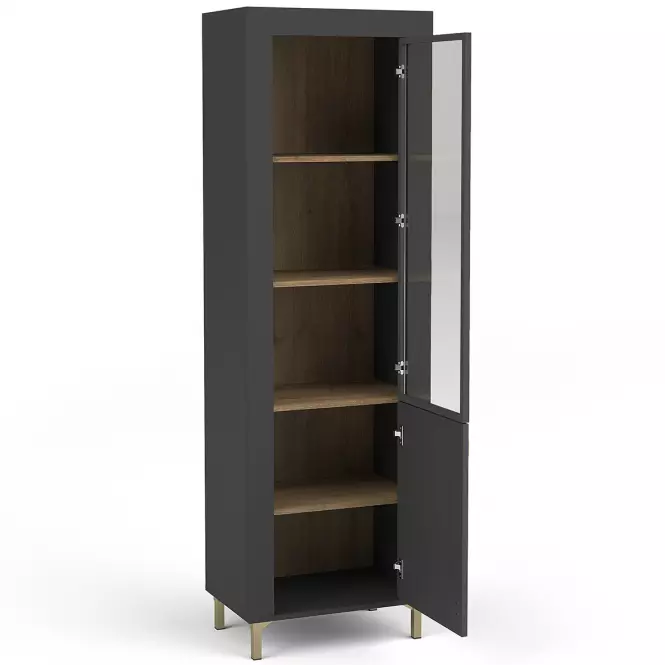 Vitrína Mossa M03 1D dub whisky/černá mat,5