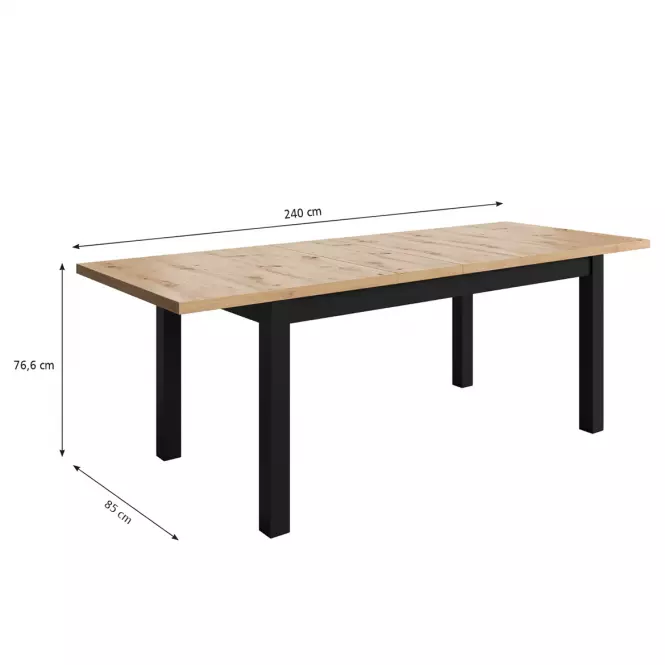 Stůl Agat 160+2x40 artisan/černá