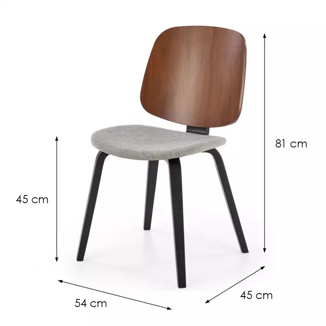 Židle K563 popelavě šedá/ořech