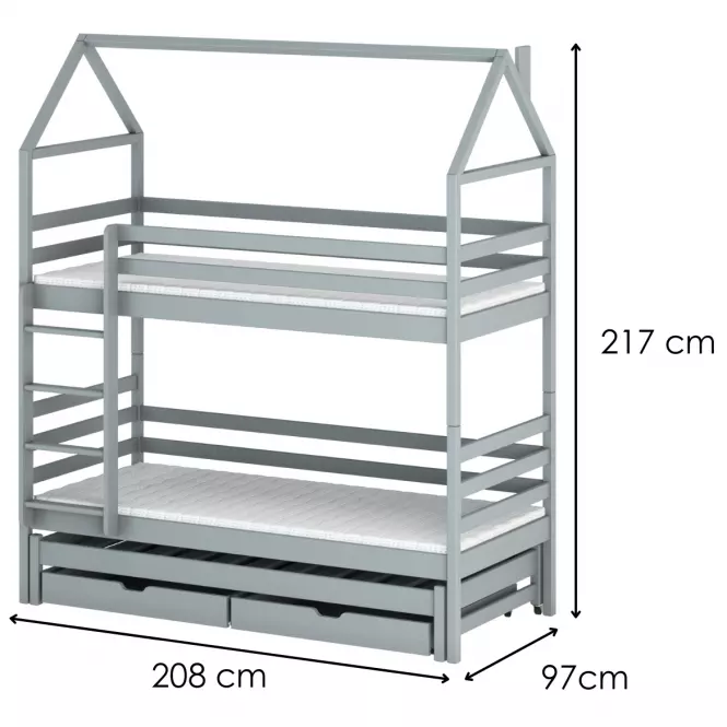 Posteľ Domček Dalia 90x200 grey,2