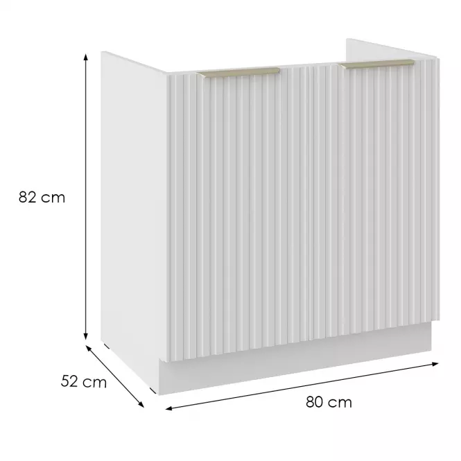 Kuchyňská Skříňka Tuluza 80ZL 2F BB bíly mat lamel,2
