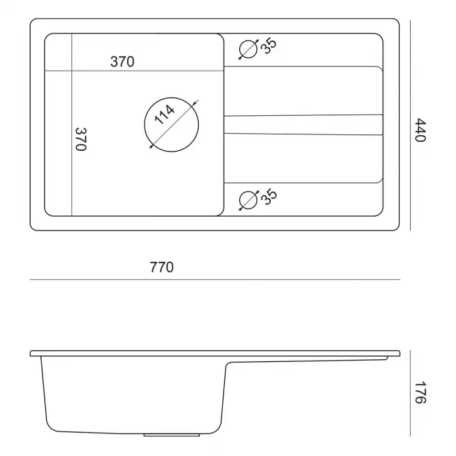Dřez Ready-Max černý 77x44x17,5 + W/E baterie + dávkovač
