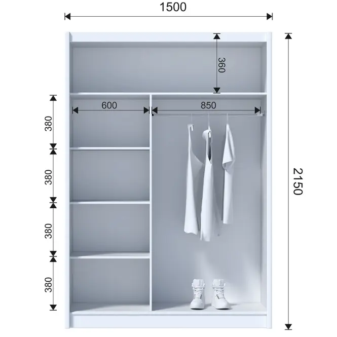 Šatní skříň Multi 150 bílá,3