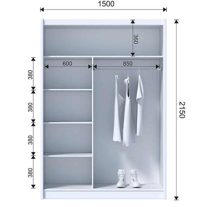 Šatní skříň Madryt 150 bílá,3