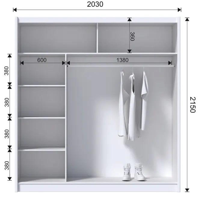 Šatní skříň Solo 203 bílá,3