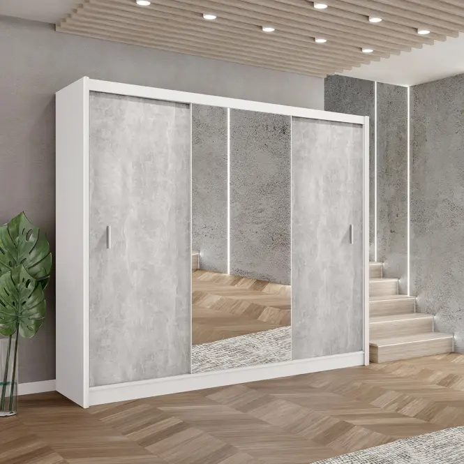 Šatní skříň Stone 250 bílá/beton
