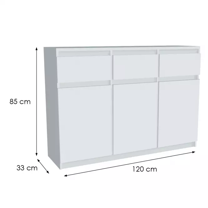 Komoda Merg 3D3S bílá,2