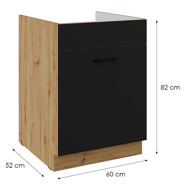 Kuchyňská skříňka Modena černá/dub artisan 60ZL 1S BB,2