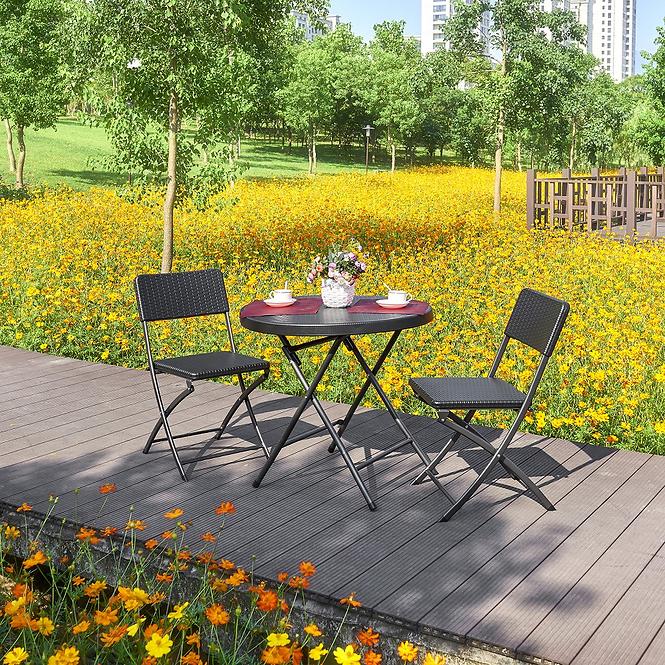 Skládací stolek černý 74x80x80 cm