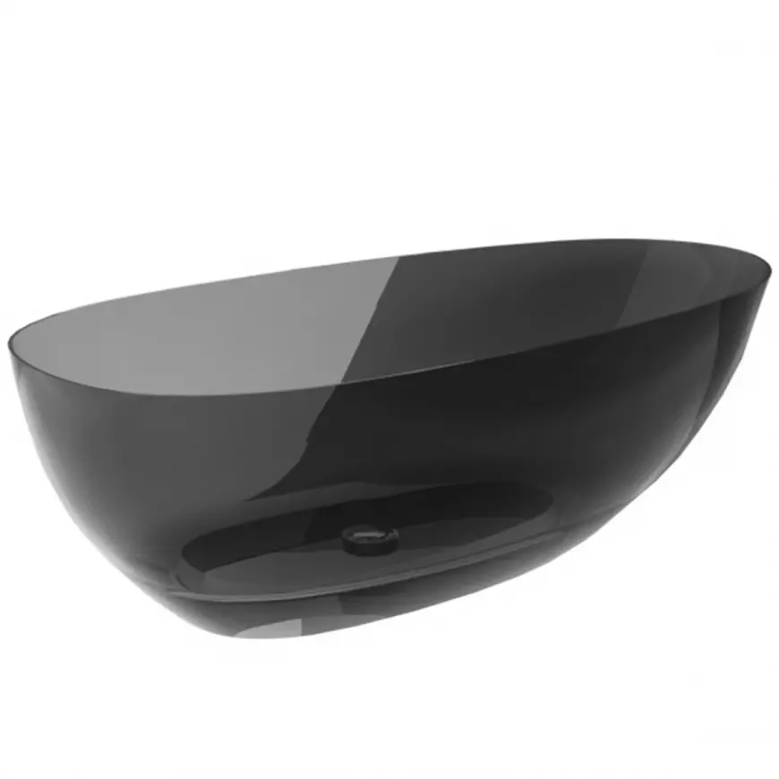 Volně stojící vana Xara 160/75 Carbon Grey, sifon s výpustí click-clack, černý mat
