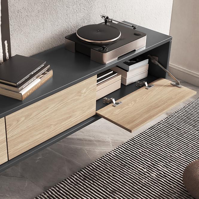 Tv stolek Frida 38 3K antracit/dub olejovaný,5