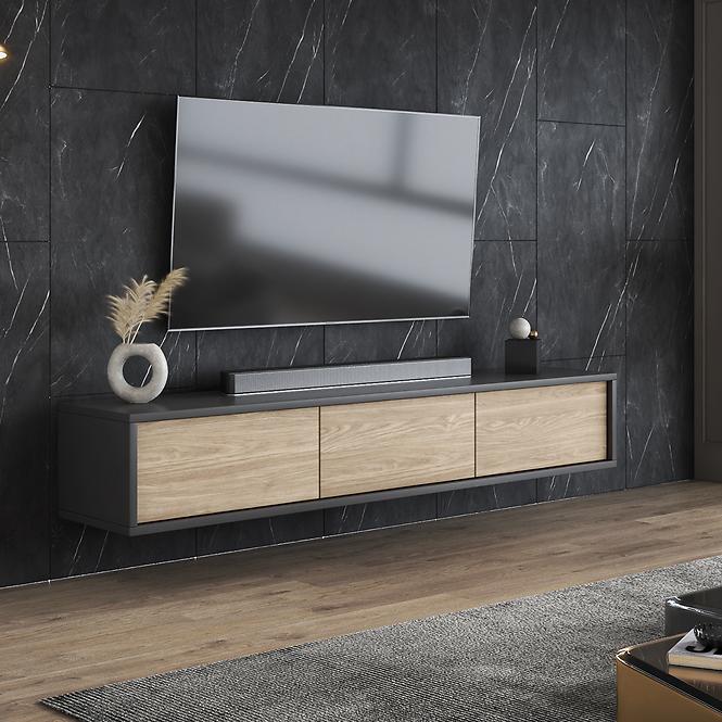 Tv stolek Frida 38 3K antracit/dub olejovaný,7