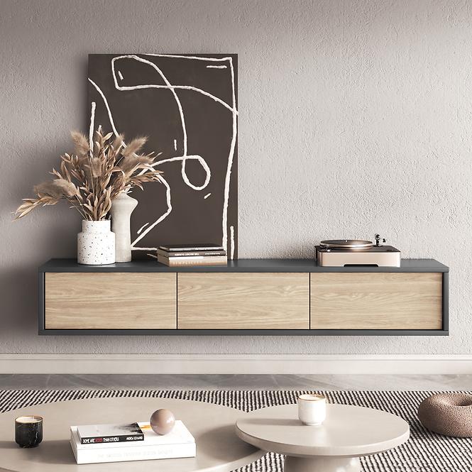 Tv stolek Frida 38 3K antracit/dub olejovaný,8