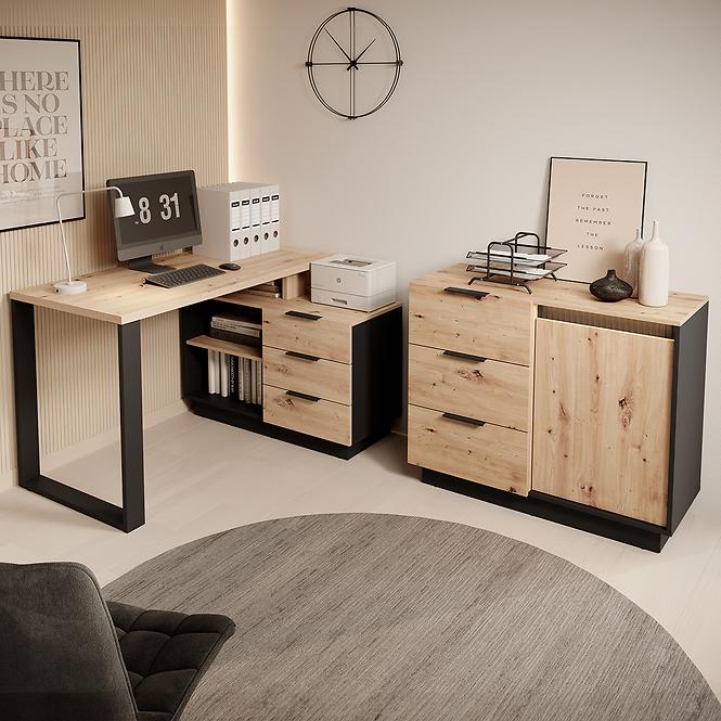 Psací stůl sierro 3s dub artisan/černý,9