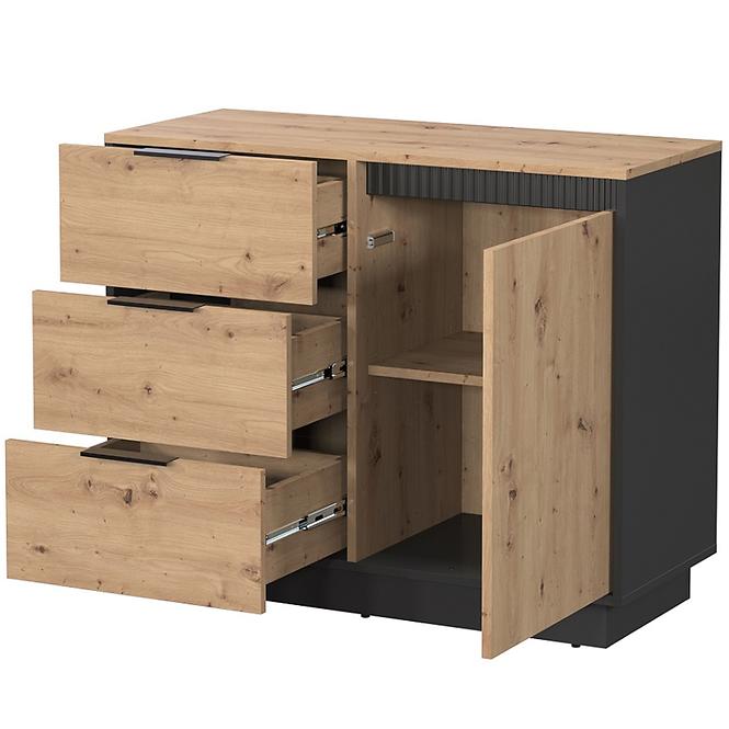 Komoda 1d3s Sierro Dub Artisan/Černá,4