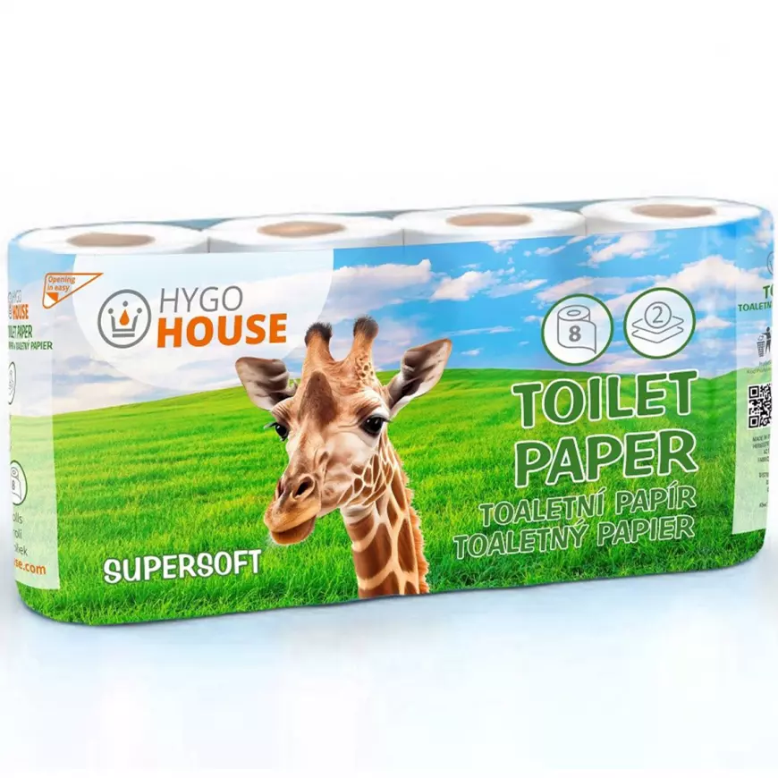 Toaletní papír HYGOHOUSE, 2 vrstvy, celuloza, 8 KS