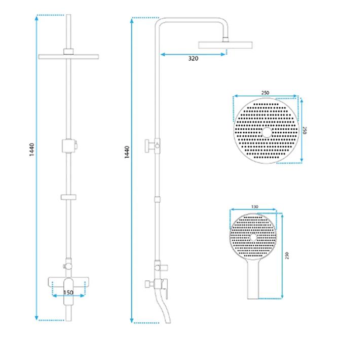 Sprchový set Rea Bloom bílá/zlato,6