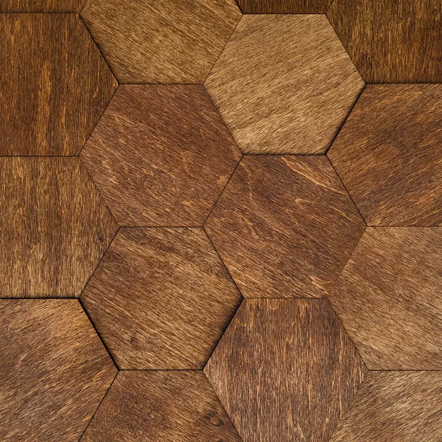 Dekorativní panel Hexagon dub tmavý 18 cm