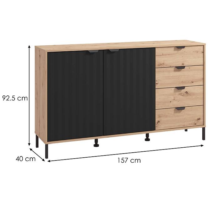 Komoda Vandea 3K4F artisan/černá 11013378 ,2