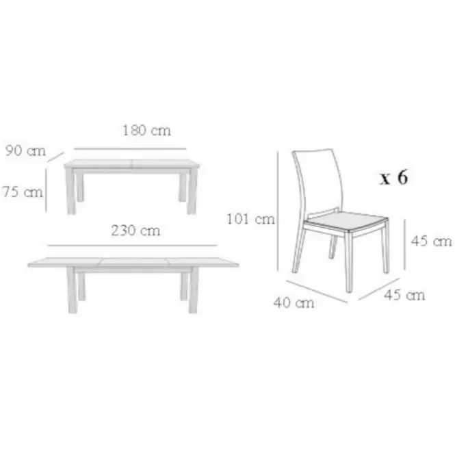 Jídelní set Marek 1+6 Hnědý 180x90+50,3