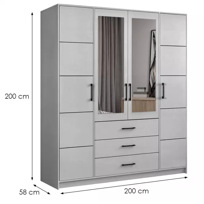 Šatní skříň Belluno 200 šedá