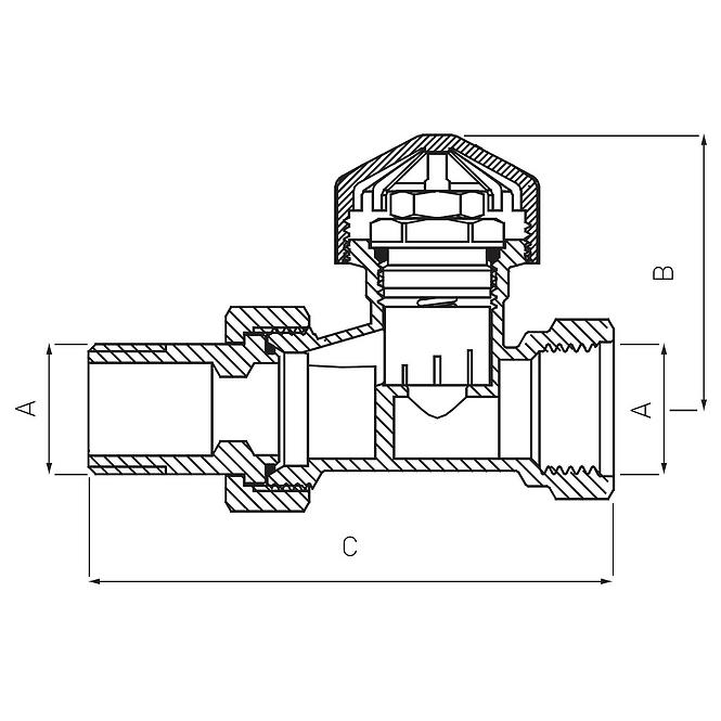 Termostatický ventil průběžný 1/2˝ rovný