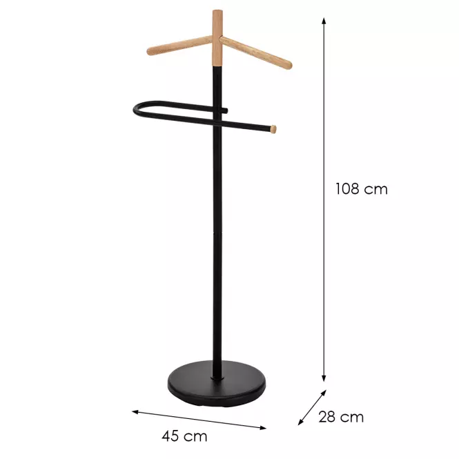 Věšák na oblečení/němý sluha GC6679 černá/přírodní